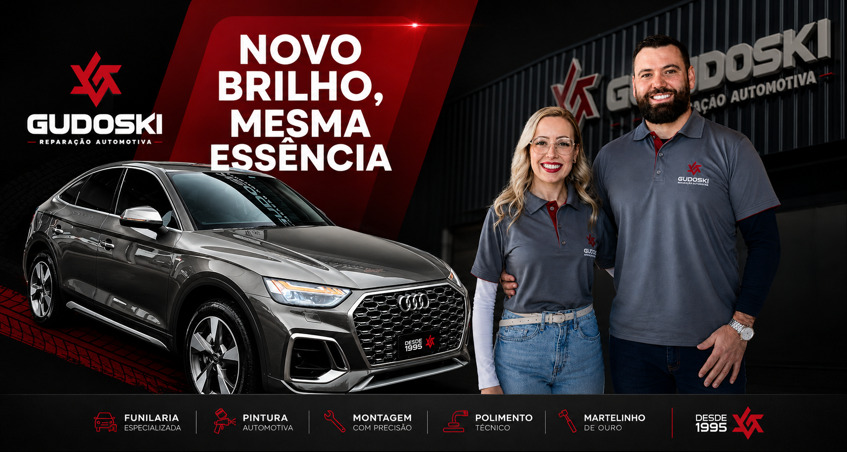 Gudoski: Audi Q5 com acabamento de showroom e a equipe da oficina